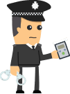police man drink driving london with breathalyser